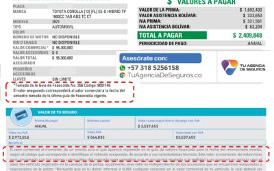 Seguros de Automovil en Colombia y Valor Fasecolda